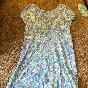 Lilly Pulitzer Blue and White Scoop Neck Sundress